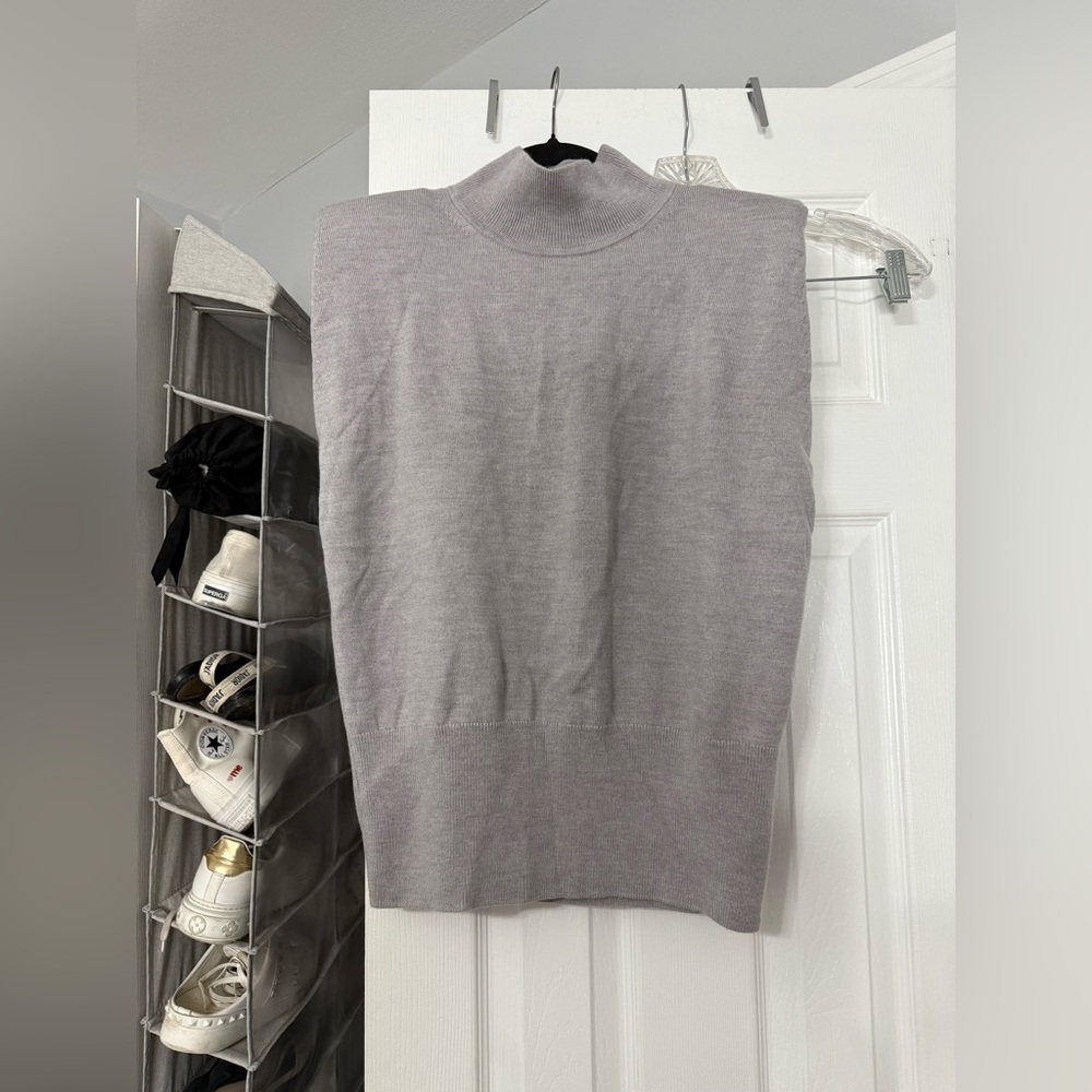 Aritzia Light Gray Mock Neck Sweater Vest